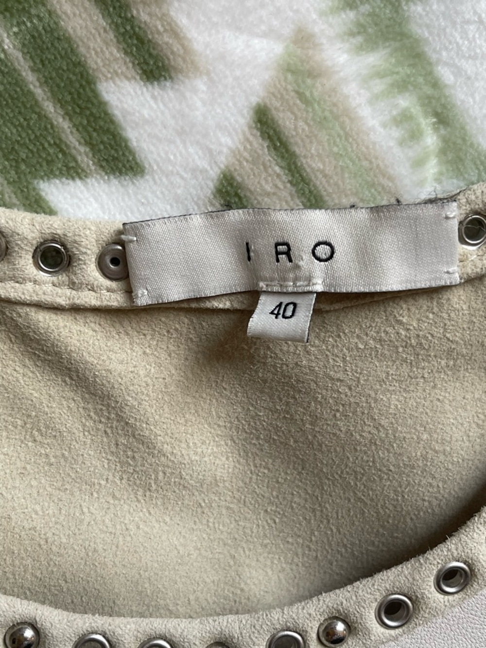 IRO Lamb Leather Cream Fringe-Trim Tank Top with Studded Neckline - Picture 2 of 6